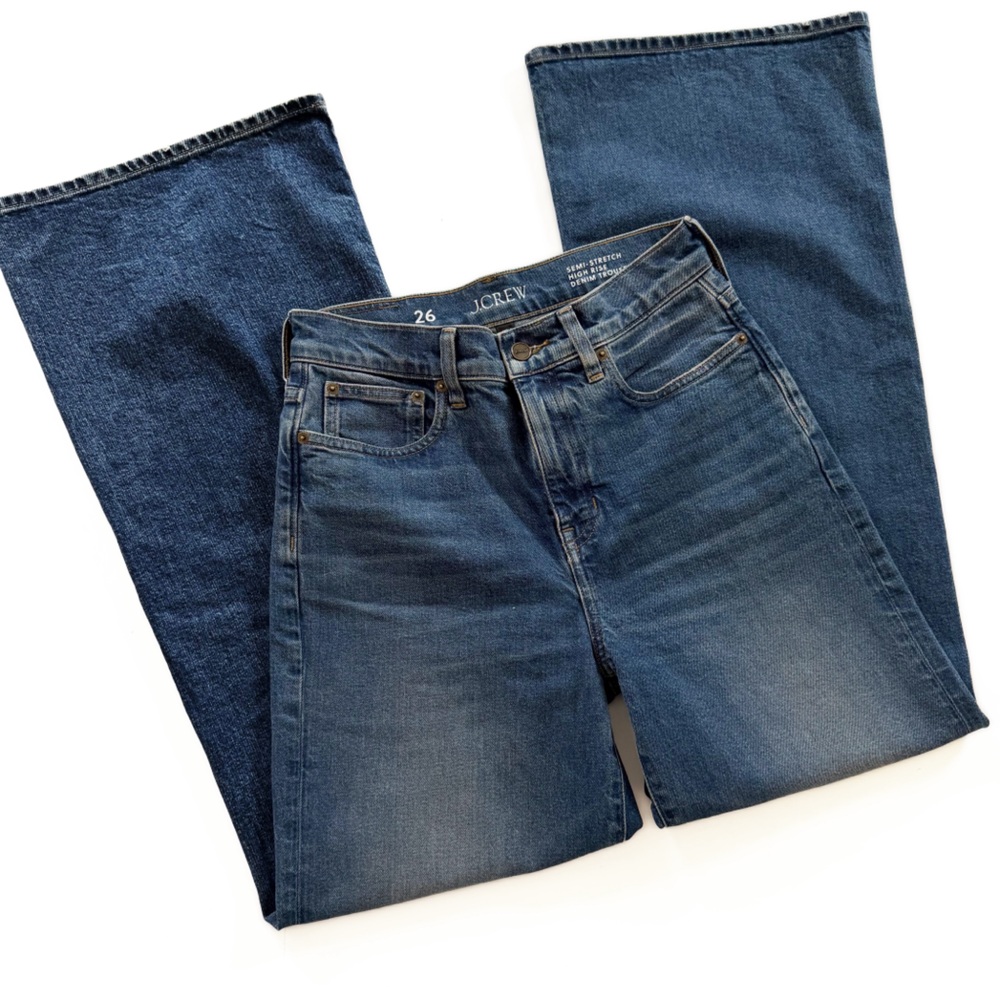 J.Crew Jeans Womens 26 Denim Trouser High Rise Wide Leg Stretch - Picture 3 of 10